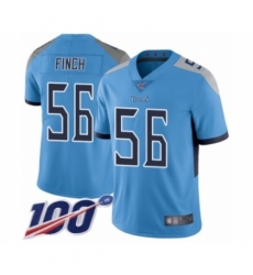 Youth Tennessee Titans #56 Sharif Finch Light Blue Alternate Vapor Untouchable Limited Player 100th Season Football Jersey