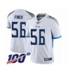 Youth Tennessee Titans #56 Sharif Finch White Vapor Untouchable Limited Player 100th Season Football Jersey