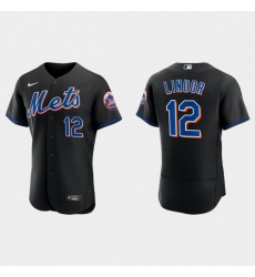 Men‘s New York Mets #12 Francisco Lindor Nike 2022 Authentic Alternate Stitched MLB Jersey - Black