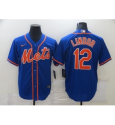Men's Nike New York Mets #12 Francisco Lindor Blue Jersey