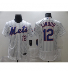 Men's Nike New York Mets #12 Francisco Lindor White Elite Jersey