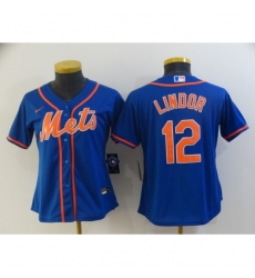 Women's Nike New York Mets #12 Francisco Lindor Blue Jersey