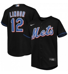 Youth New York Mets #12 Francisco Lindor Nike Black Alternate Player Jersey
