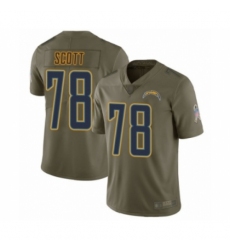 Men's Los Angeles Chargers #78 Trent Scott Limited Olive 2017 Salute to Service Football Jersey