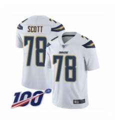 Men's Los Angeles Chargers #78 Trent Scott White Vapor Untouchable Limited Player 100th Season Football Jersey