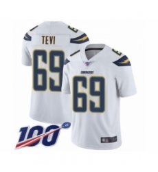 Men's Los Angeles Chargers #69 Sam Tevi White Vapor Untouchable Limited Player 100th Season Football Jersey
