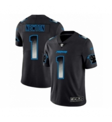 Men Carolina Panthers #1 Cam Newton Black Smoke Fashion Limited Jersey