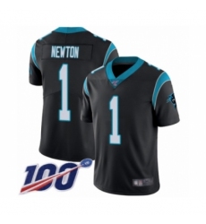 Men's Carolina Panthers #1 Cam Newton Black Team Color Vapor Untouchable Limited Player 100th Season Football Jersey
