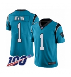 Men's Carolina Panthers #1 Cam Newton Blue Alternate Vapor Untouchable Limited Player 100th Season Football Jersey