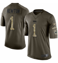 Men's Nike Carolina Panthers #1 Cam Newton Elite Green Salute to Service NFL Jersey