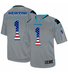 Men's Nike Carolina Panthers #1 Cam Newton Elite Grey USA Flag Fashion NFL Jersey