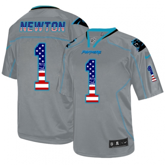 Men's Nike Carolina Panthers #1 Cam Newton Elite Grey USA Flag Fashion NFL Jersey Men's Nike Carolina Panthers #1 Cam Newton Elite Grey USA Flag Fashion NFL Jersey