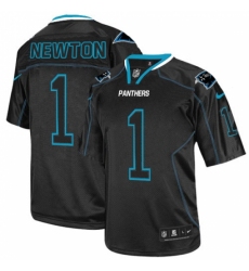 Men's Nike Carolina Panthers #1 Cam Newton Elite Lights Out Black NFL Jersey