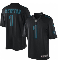 Men's Nike Carolina Panthers #1 Cam Newton Limited Black Impact NFL Jersey