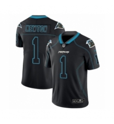 Men's Nike Carolina Panthers #1 Cam Newton Limited Lights Out Black Rush NFL Jersey