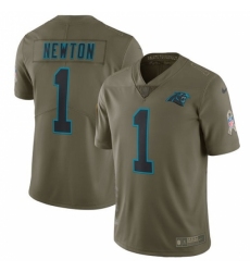 Men's Nike Carolina Panthers #1 Cam Newton Limited Olive 2017 Salute to Service NFL Jersey