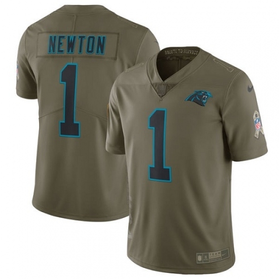 Men's Nike Carolina Panthers #1 Cam Newton Limited Olive 2017 Salute to Service NFL Jersey Men's Nike Carolina Panthers #1 Cam Newton Limited Olive 2017 Salute to Service NFL Jersey