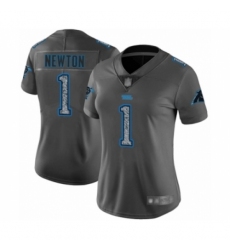 Women's Carolina Panthers #1 Cam Newton Limited Gray Static Fashion Football Jersey