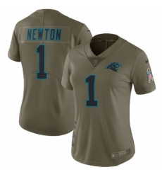 Women's Nike Carolina Panthers #1 Cam Newton Limited Olive 2017 Salute to Service NFL Jersey