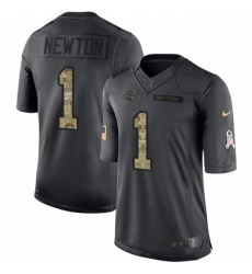 Youth Nike Carolina Panthers #1 Cam Newton Limited Black 2016 Salute to Service NFL Jersey