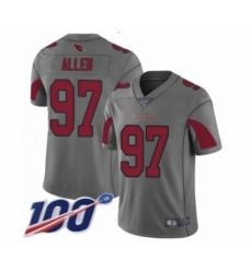 Men's Arizona Cardinals #97 Zach Allen Limited Silver Inverted Legend 100th Season Football Jersey