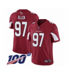 Men's Arizona Cardinals #97 Zach Allen Red Team Color Vapor Untouchable Limited Player 100th Season Football Jersey