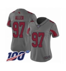Women's Arizona Cardinals #97 Zach Allen Limited Silver Inverted Legend 100th Season Football Jersey