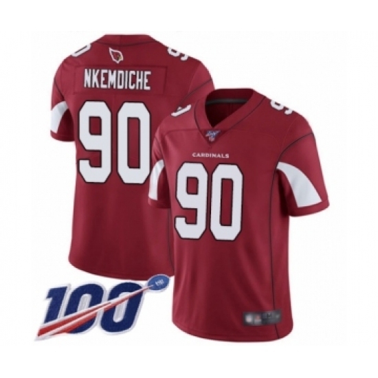 Men's Arizona Cardinals #90 Robert Nkemdiche Red Team Color Vapor Untouchable Limited Player 100th Season Football Jersey Men's Arizona Cardinals #90 Robert Nkemdiche Red Team Color Vapor Untouchable Limited Player 100th Season Football Jersey