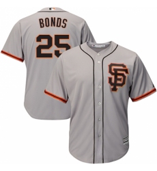 Men's Majestic San Francisco Giants #25 Barry Bonds Replica Grey Road 2 Cool Base MLB Jersey