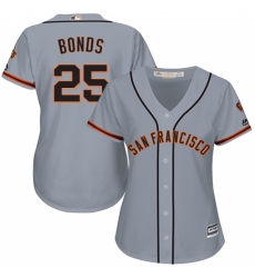 Women's Majestic San Francisco Giants #25 Barry Bonds Authentic Grey Road Cool Base MLB Jersey