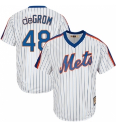 Men's Majestic New York Mets #48 Jacob DeGrom Replica White Cooperstown MLB Jersey