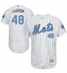 Men's Majestic New York Mets #48 Jacob deGrom Authentic White 2016 Father's Day Fashion Flex Base MLB Jersey