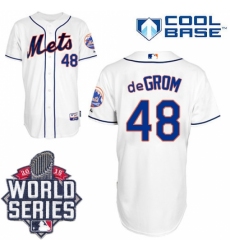 Men's Majestic New York Mets #48 Jacob deGrom Replica White Alternate Cool Base 2015 World Series MLB Jersey