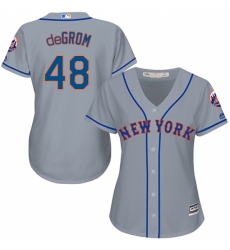Women's Majestic New York Mets #48 Jacob deGrom Authentic Grey Road Cool Base MLB Jersey