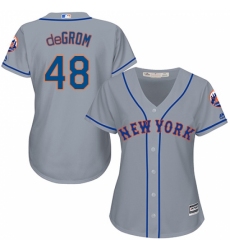 Women's Majestic New York Mets #48 Jacob deGrom Replica Grey Road Cool Base MLB Jersey