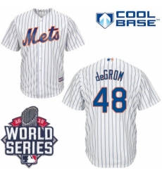 Youth Majestic New York Mets #48 Jacob DeGrom Replica White Home Cool Base 2015 World Series MLB Jersey