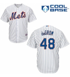 Youth Majestic New York Mets #48 Jacob DeGrom Replica White Home Cool Base MLB Jersey