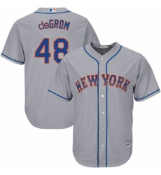 Youth Majestic New York Mets #48 Jacob deGrom Replica Grey Road Cool Base MLB Jersey
