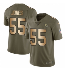 Youth Nike Arizona Cardinals #55 Chandler Jones Limited Olive/Gold 2017 Salute to Service NFL Jersey