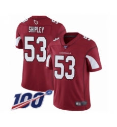 Men's Arizona Cardinals #53 A.Q. Shipley Red Team Color Vapor Untouchable Limited Player 100th Season Football Jersey