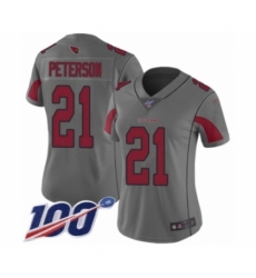 Women's Arizona Cardinals #21 Patrick Peterson Limited Silver Inverted Legend 100th Season Football Jersey