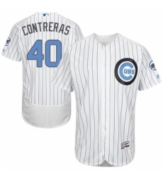 Men's Majestic Chicago Cubs #40 Willson Contreras Authentic White 2016 Father's Day Fashion Flex Base MLB Jersey