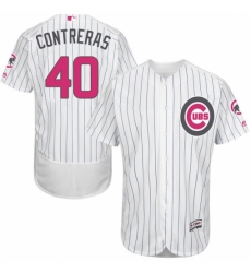 Men's Majestic Chicago Cubs #40 Willson Contreras Authentic White 2016 Mother's Day Fashion Flex Base MLB Jersey