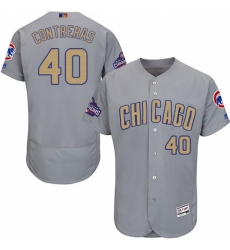 Men's Majestic Chicago Cubs #40 Willson Contreras Gray 2017 Gold Champion Flexbase Authentic Collection MLB Jersey