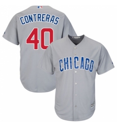Men's Majestic Chicago Cubs #40 Willson Contreras Replica Grey Road Cool Base MLB Jersey