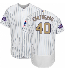 Men's Majestic Chicago Cubs #40 Willson Contreras White 2017 Gold Program Flexbase Authentic Collection MLB Jersey