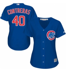 Women's Majestic Chicago Cubs #40 Willson Contreras Replica Royal Blue Alternate MLB Jersey