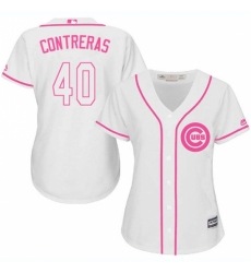Women's Majestic Chicago Cubs #40 Willson Contreras Replica White Fashion MLB Jersey