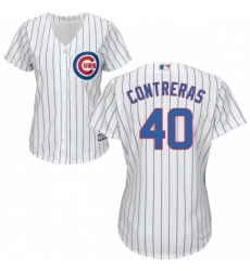 Women's Majestic Chicago Cubs #40 Willson Contreras Replica White Home Cool Base MLB Jersey