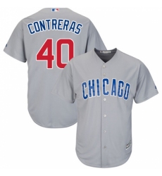 Youth Majestic Chicago Cubs #40 Willson Contreras Authentic Grey Road Cool Base MLB Jersey